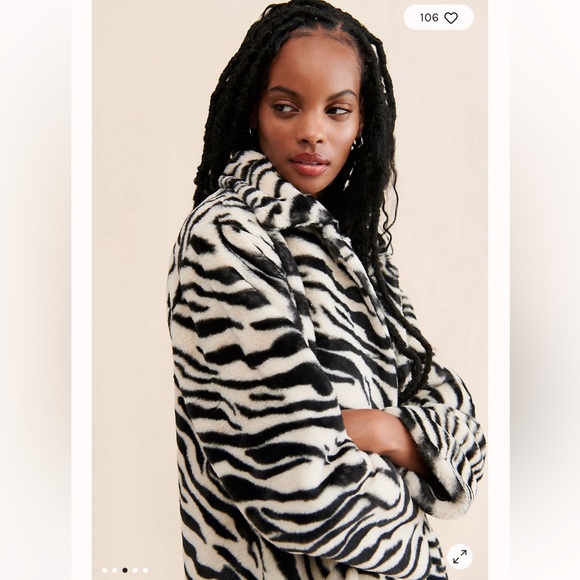 Zebra Print Faux Fur Coat - Picture 3 of 4